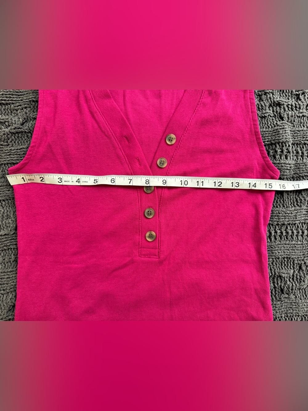 LOFT Women's Sleeveless Tank (Pink, Medium) With Buttons on front - Picture 6 of 7